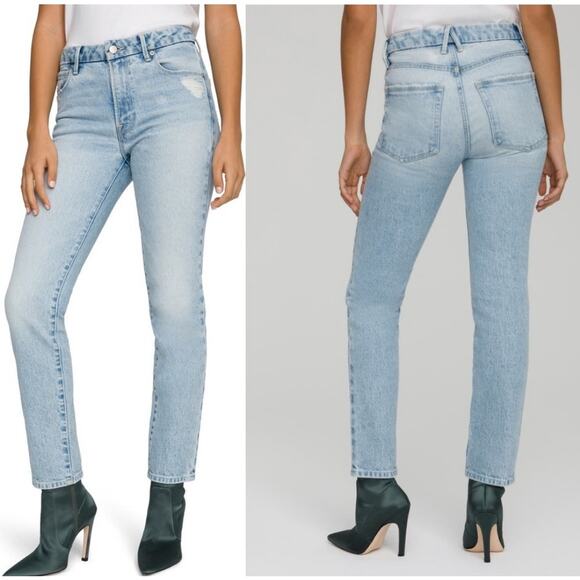 Good American Denim - Good American Jean Good Classic Straight Leg Plus Size 24 Light Wash Distressed